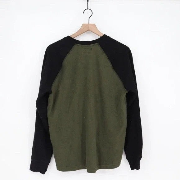 American Giant French Rib T-Shirt Mens XL Green Black Colorblock Raglan Sleeve