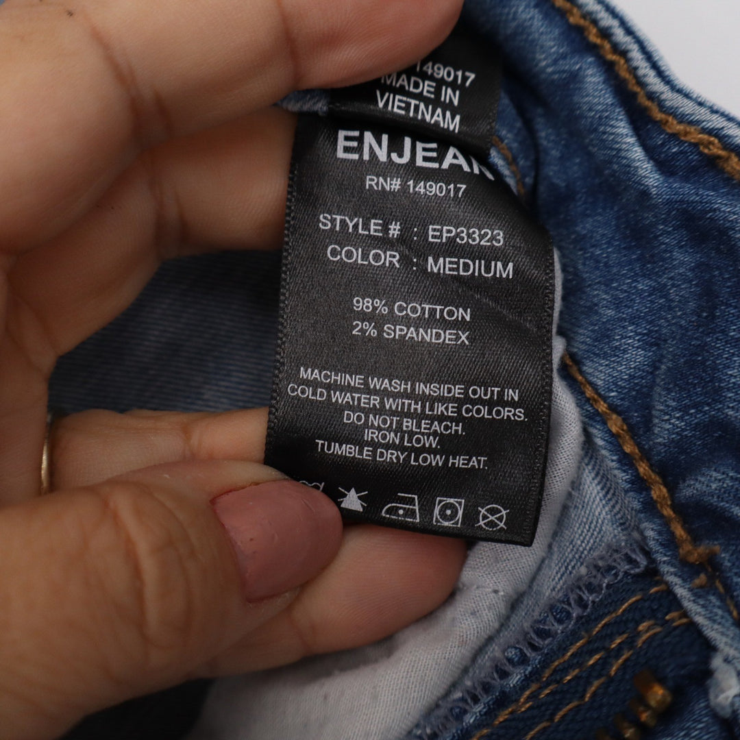 Enjean Denim Co Medium Wash Distressed Ripped Knee Skinny Jeans Size 1