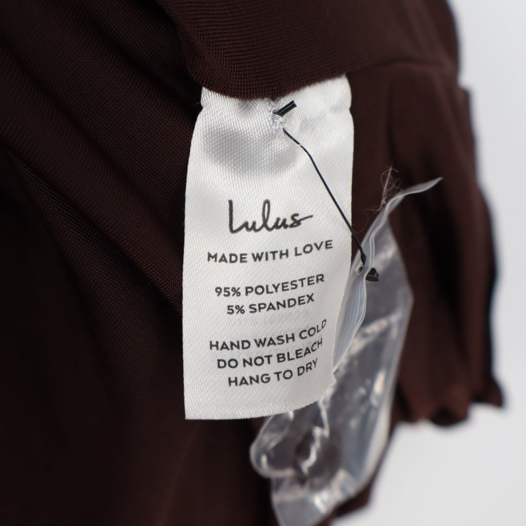 Lulus Chocolate Brown Cowl Neck Halter Maxi Dress Womens XL Low Back Jersey Knit