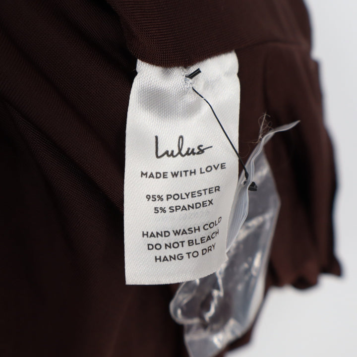 Lulus Chocolate Brown Cowl Neck Halter Maxi Dress Womens XL Low Back Jersey Knit