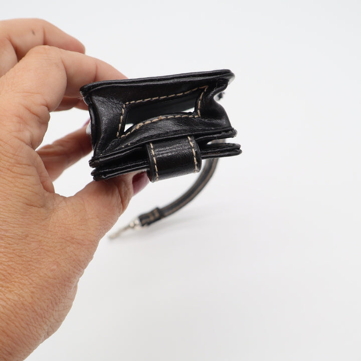 Unbranded Belt Pouch Unisex OS Black Leather Utility Snap Swivel Clip Excellent
