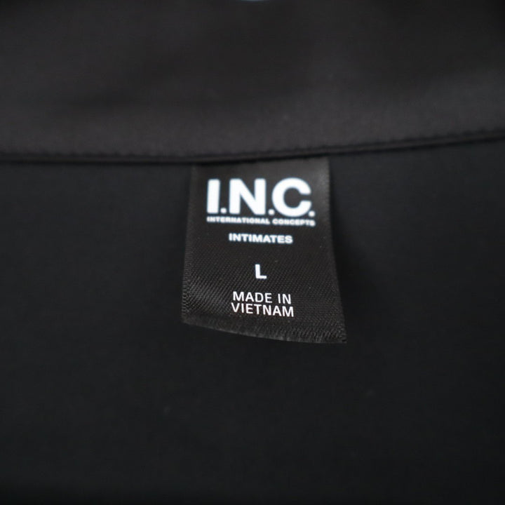 I.N.C International Concepts Intimates Pajama Shirt Womens L Black Notch Collar
