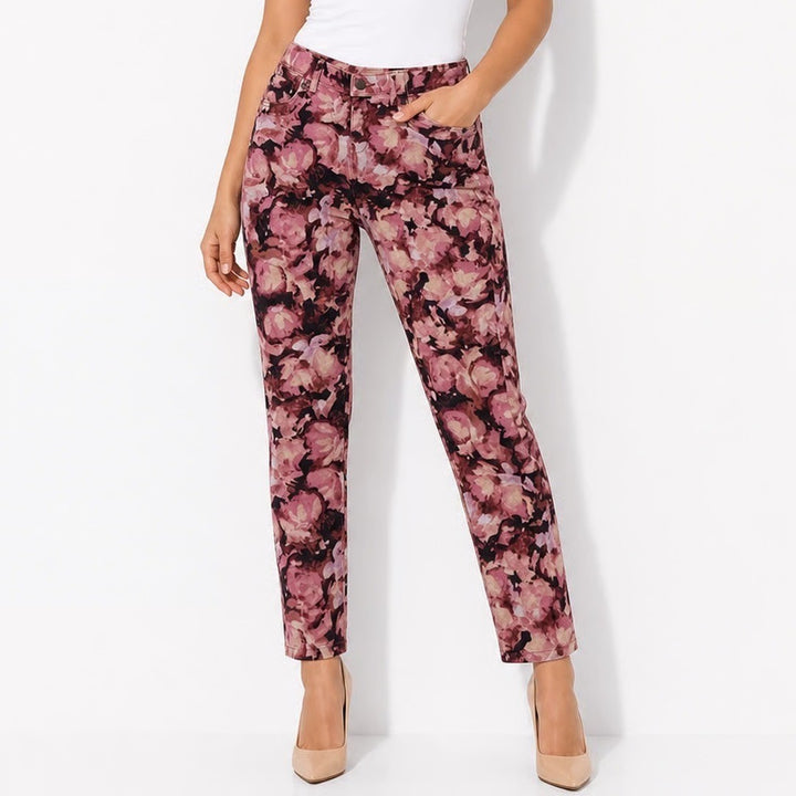 Simply Vera Vera Wang Pink Floral Abstract Skinny Jeans Size 2 Stretch Slim Fit