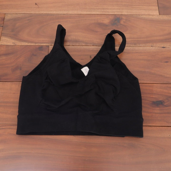 Curveez Full Coverage 7 Wonders Bra Large Black Wide Straps Wireless Seamless