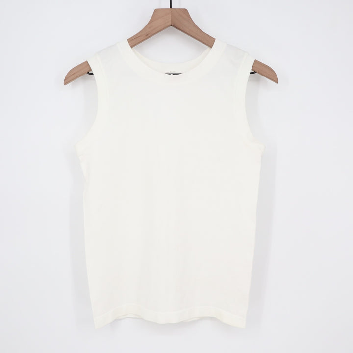 Performance Tank Top Womens White Ribbed Yoga Running Crew Neck Pullover