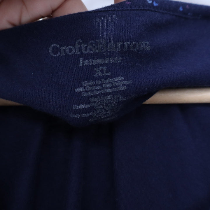 Croft & Barrow Intimates Navy Blue Heart Print Henley Nightgown XL