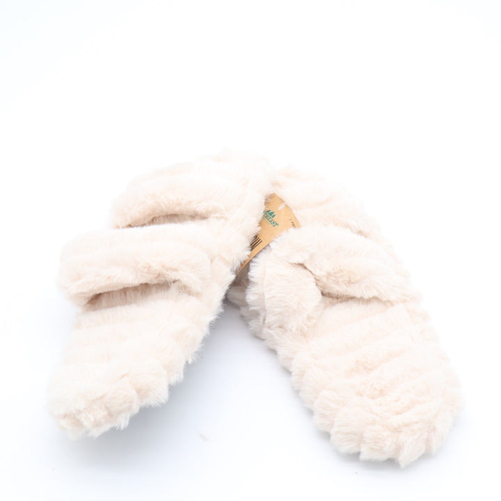 Northeast Outfitters Cream Fuzzy Slide Slippers Womens Medium Large 7-9 New