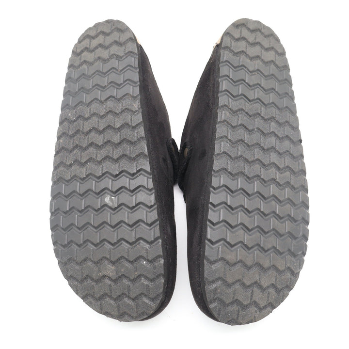 Cliffs by White Mountain Black Faux Suede Faux Fur Lined Buckle Clogs Women 8.5