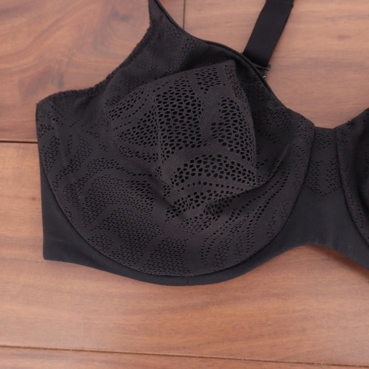Bali Coolest Smoothing Minimizer Bra Womens 36C Black Stretch Lace Underwire