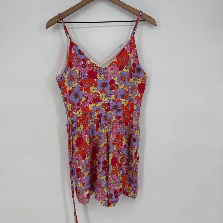 Lounge Floral Print Spaghetti Strap Romper Jumpsuit Women's Size L