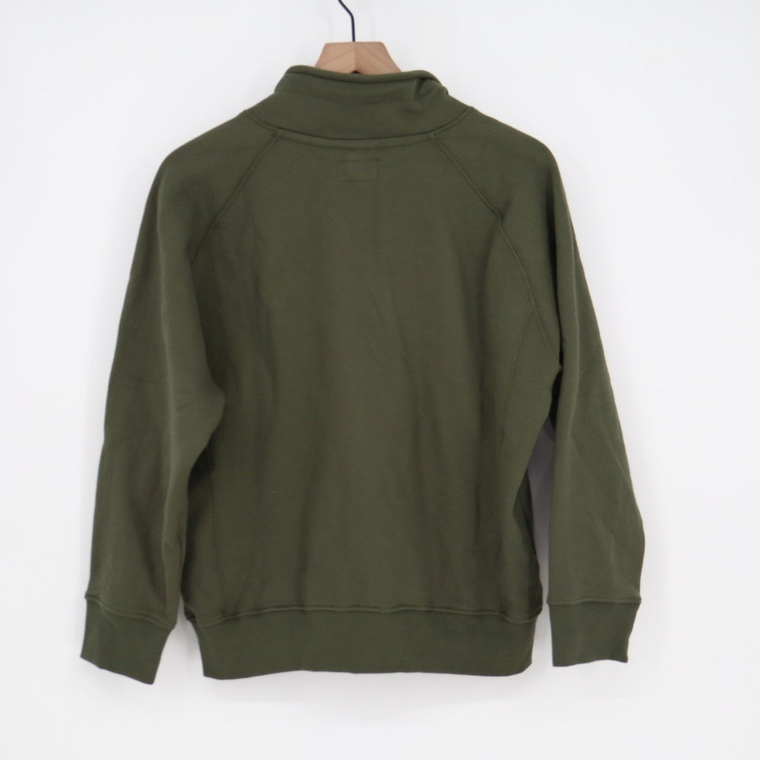 American Giant Midweight Sweatshirt Womens S Olive Fleece Half Zip Raglan Sleeve