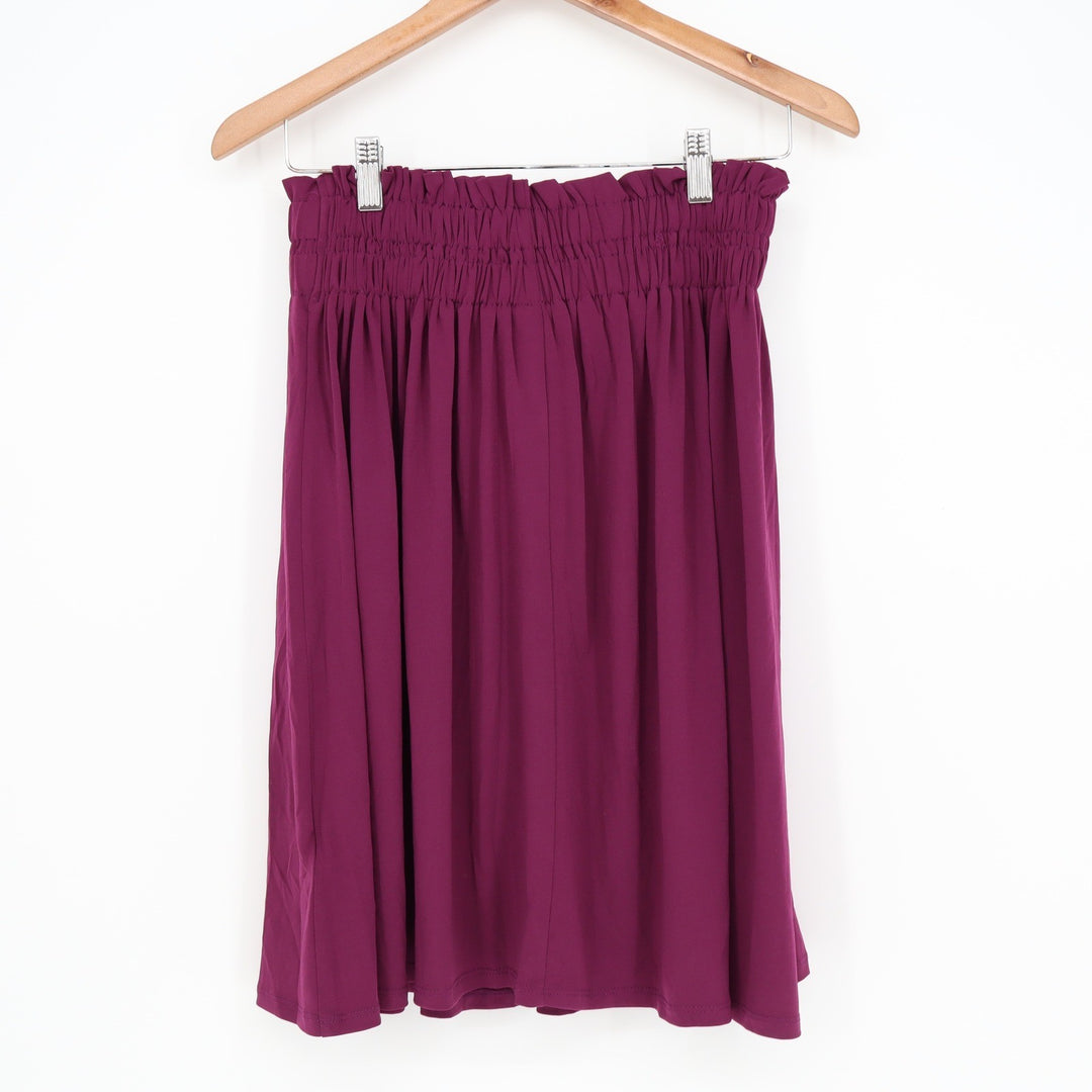 LuLaRoe Lola Skirt Womens XS Plum Purple Smocked Waist Midi A-Line New With Tags
