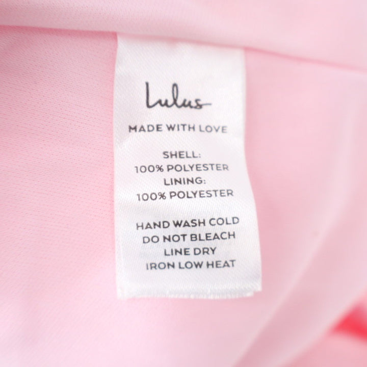 Lulus Regal Cutie Mini Dress Womens XL Light Pink Satin Square Neck Bubble Hem