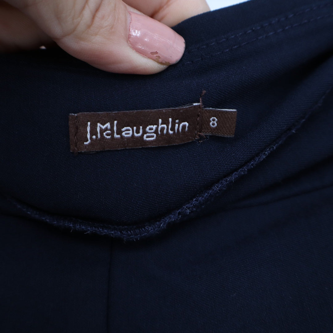 J.McLaughlin Navy Blue Stretch Pull On Slim Leg Pants Back Pockets Womens Size 8