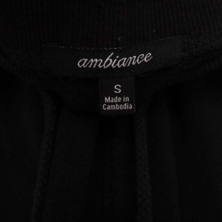 Ambiance Womens Black Jogger Sweatpants Drawstring Elastic Waist Pockets Size S