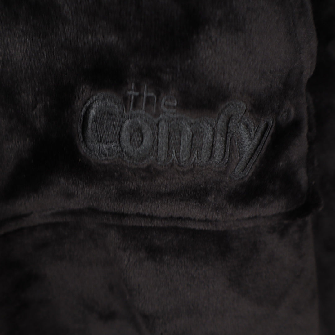 The Comfy Quarter Zip Wearable Blanket Hoodie Black Oversized Plush Fleece OS