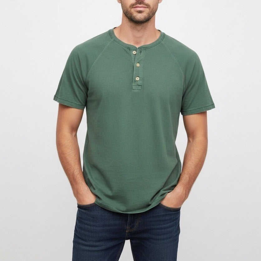 Goodfellow & Co Mens Green Short Sleeve Henley Shirt Size Small