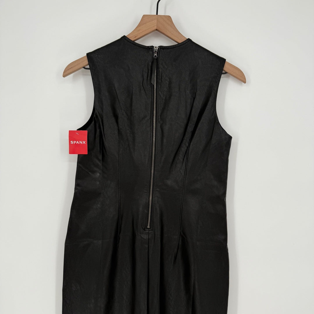 SPANX Il Fitted Dress Luxe Black Sleeveless Sheath Midi Bodycon Career Size S