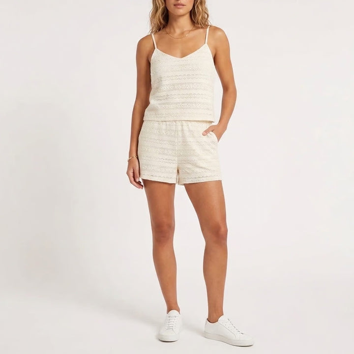 Rewind Lace Tiered Romper Cream Off-White Sleeveless Boho R61257M3E Small