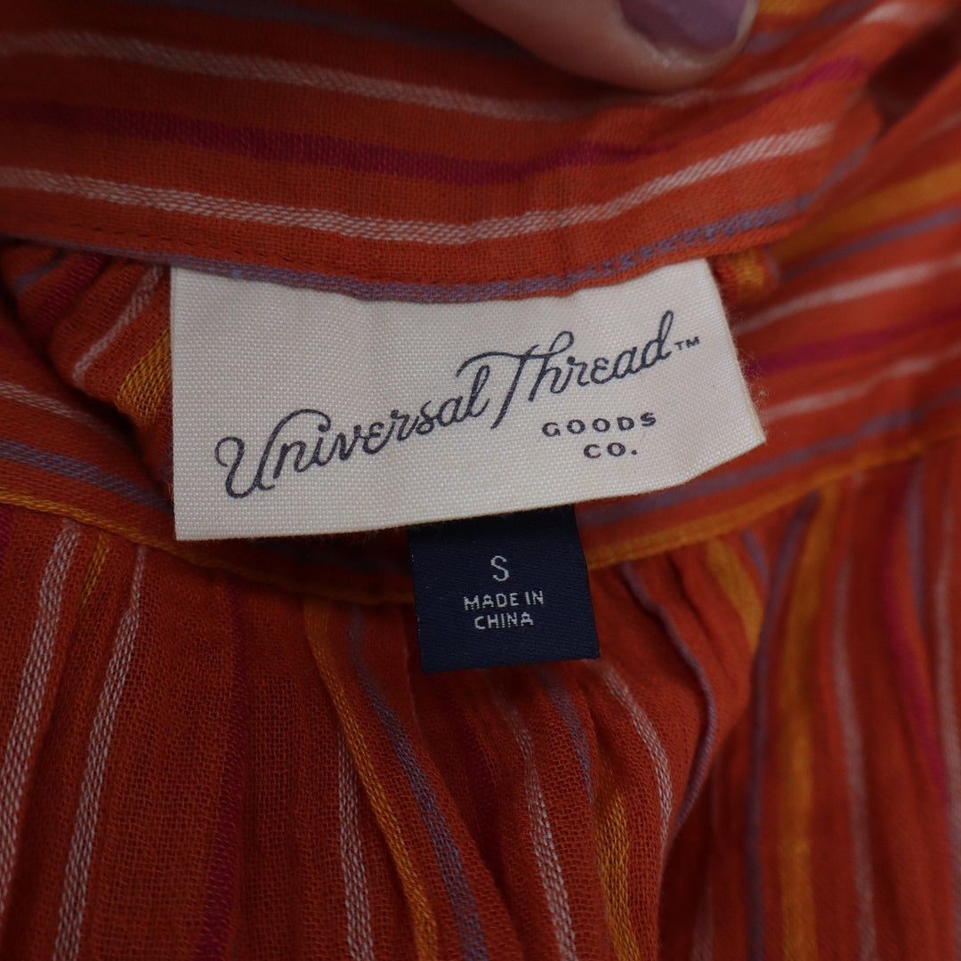 Universal Thread Orange Striped Cotton Gauze Square Neck Tank Top Small