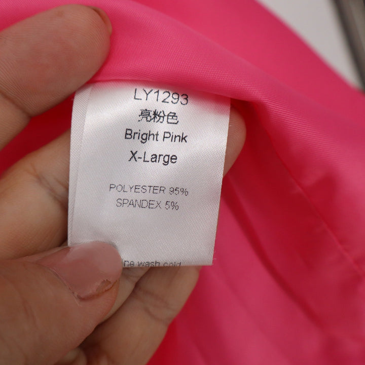 Bright Pink Open Front Blazer Women XL Roll Tab Sleeve Lightweight Hot Pink