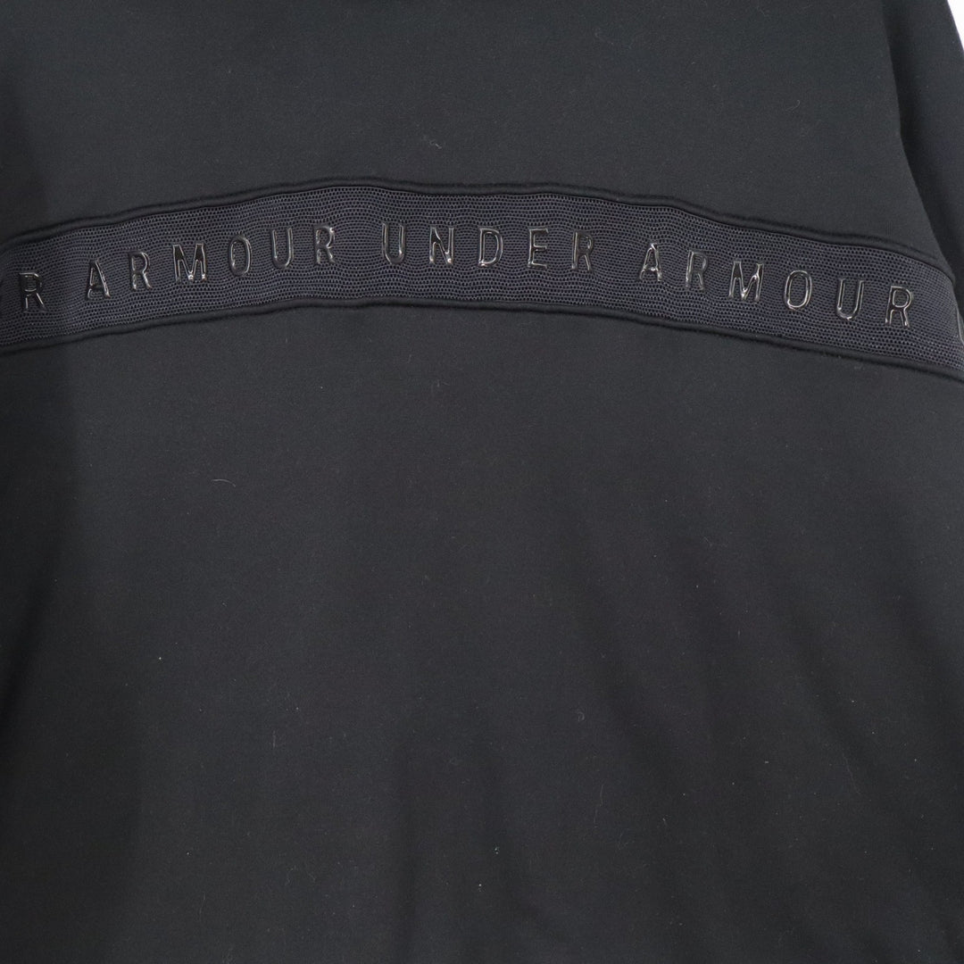 Under Armour Womens XL Black Mesh Logo Cropped Loose Pullover Hoodie