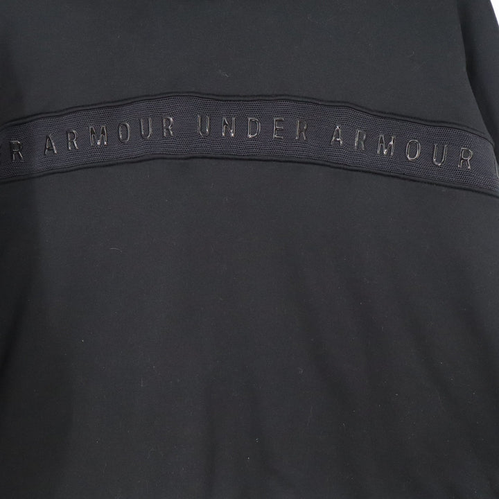 Under Armour Womens XL Black Mesh Logo Cropped Loose Pullover Hoodie