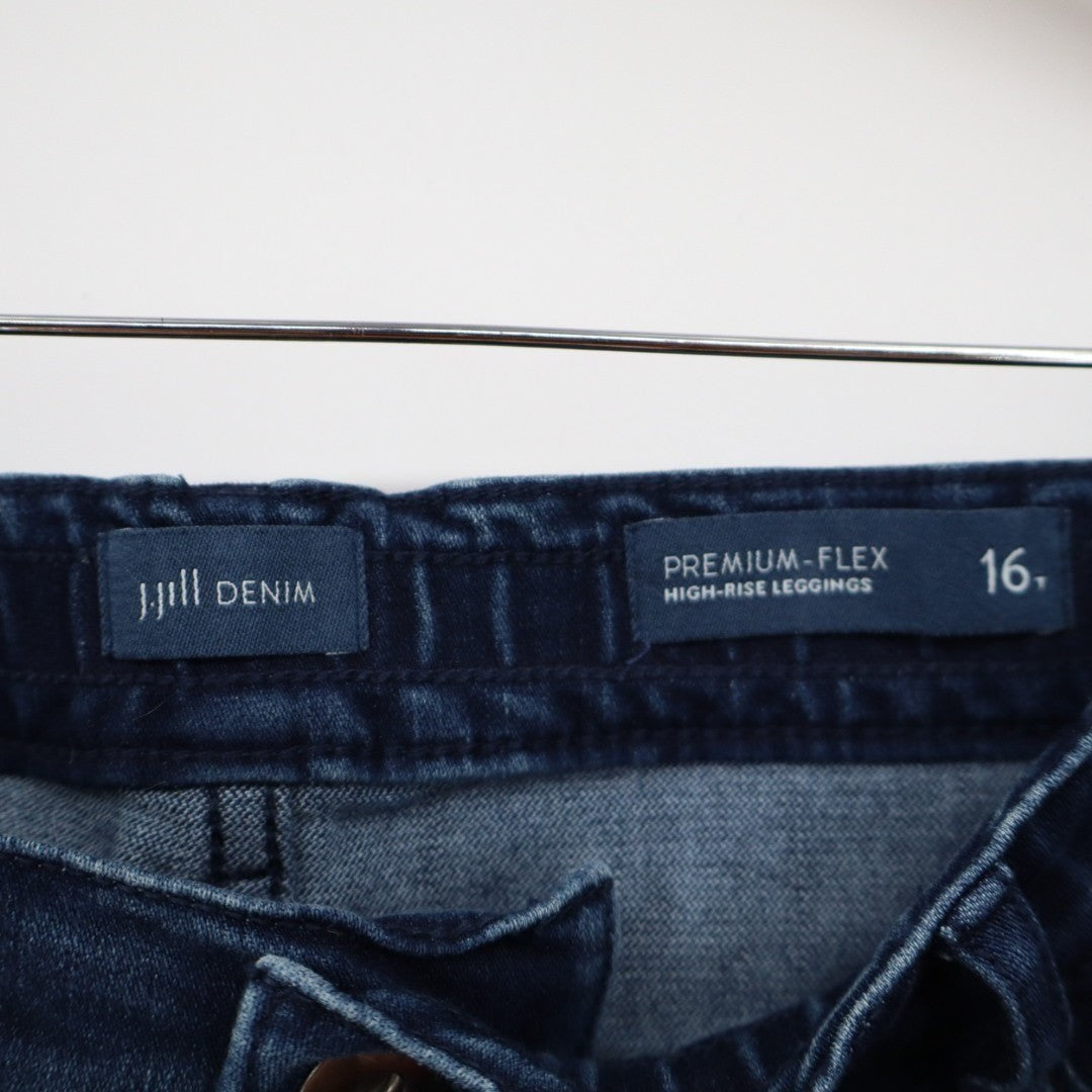 J.Jill Premium-Flex Leggings Jeans Women 16 Black Denim cotton Stretch High-Rise