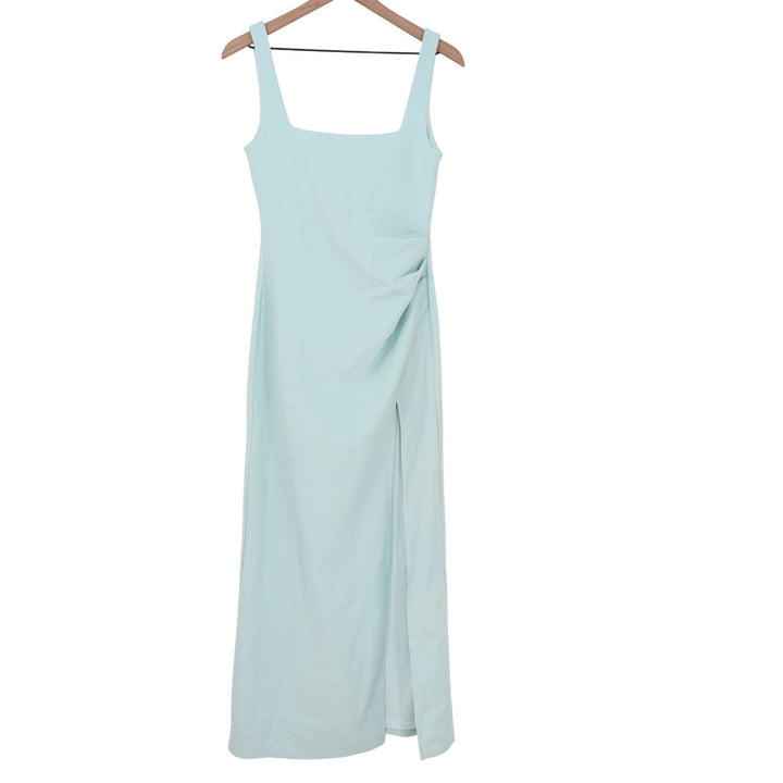 Showpo Tessa Light Blue Square Neck Ruched Side Bodycon Maxi Dress Size 6 NEW