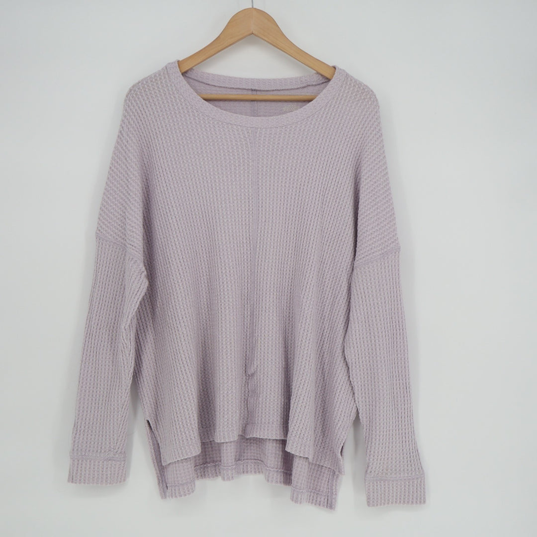 American Eagle Outfitters Sweater Womens Large Purple Waffle Knit Long Sleeve