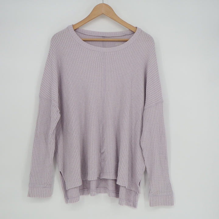 American Eagle Outfitters Sweater Womens Large Purple Waffle Knit Long Sleeve