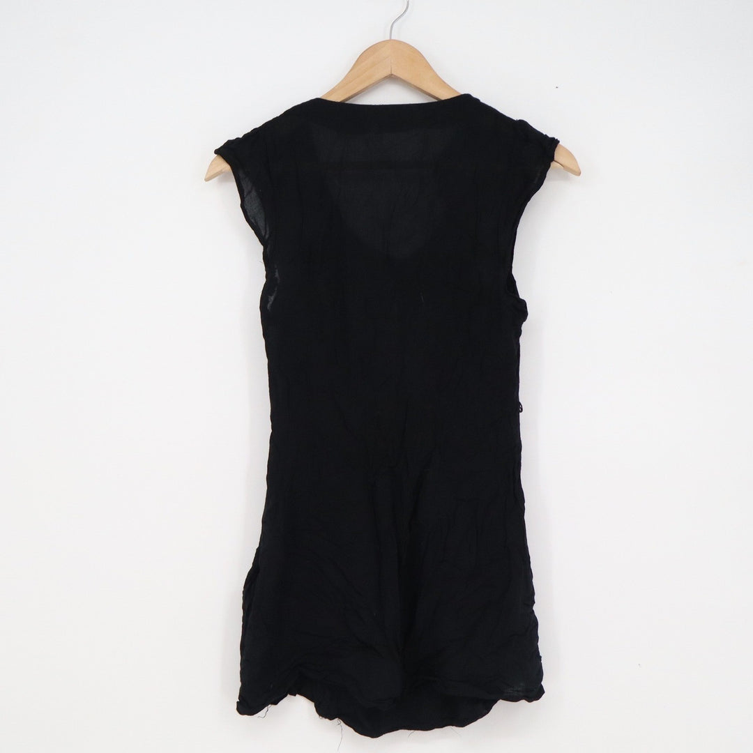 Odille Anthropologie Black Ruffle V-Neck Sleeveless Rayon Blouse Size 2