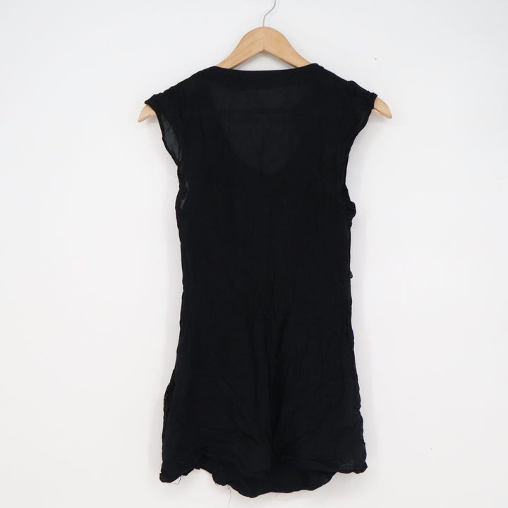 Odille Anthropologie Black Ruffle V-Neck Sleeveless Rayon Blouse Size 2