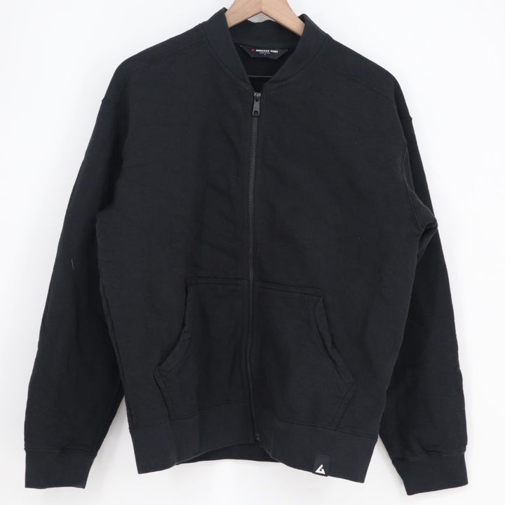 American Giant Bomber Jacket Mens Large Black Full Zip Cotton Ribbed Hem Outdoor