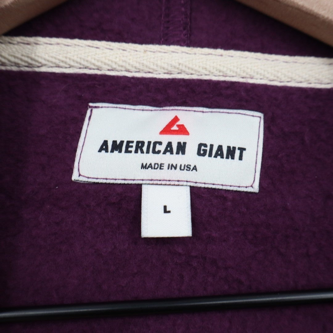 American Giant Midweight Hoodie Womens Large Blackberry Wine Fleece Lined Cotton