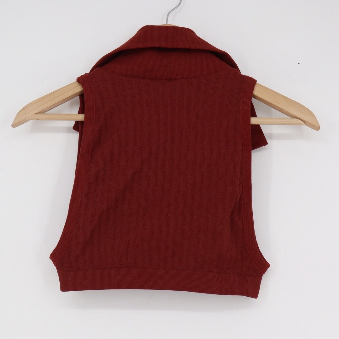 Out From Under Urban Outfitters Burgundy Ribbed Sleeveless Polo Crop Top M/L