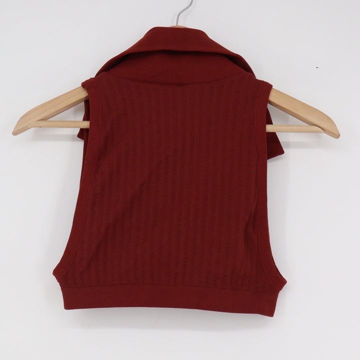 Out From Under Urban Outfitters Burgundy Ribbed Sleeveless Polo Crop Top M/L