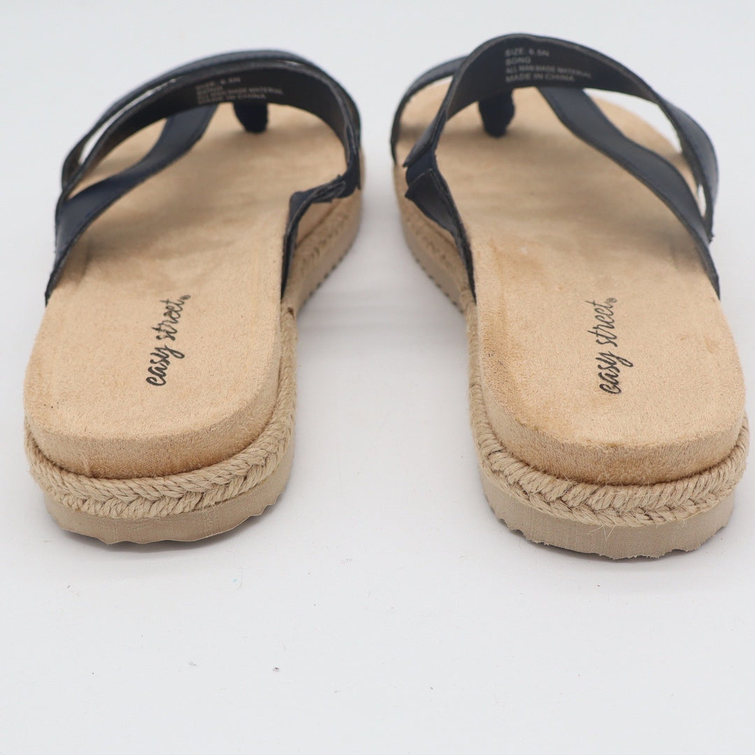 Easy Street Song Navy Blue Strappy Thong Espadrille Sandals Mens 6.5N New In Box