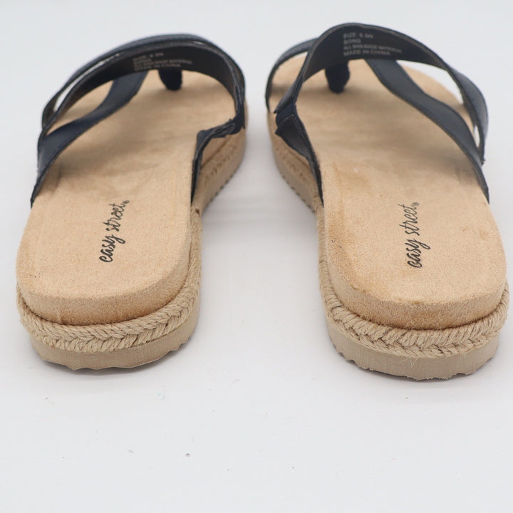 Easy Street Song Navy Blue Strappy Thong Espadrille Sandals Mens 6.5N New In Box