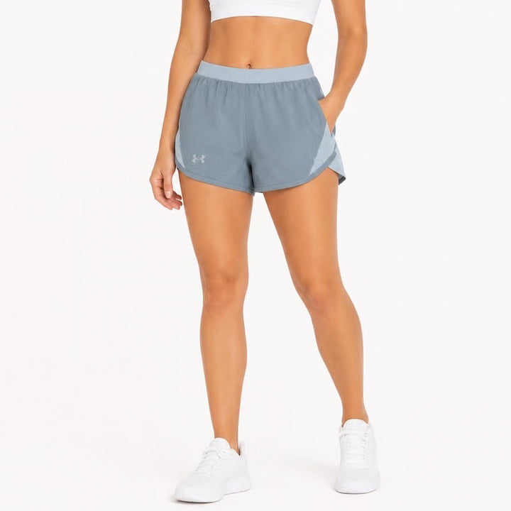 Under Armour Shorts Womens Medium HeatGear Fly By Gray Mesh Active Excellent