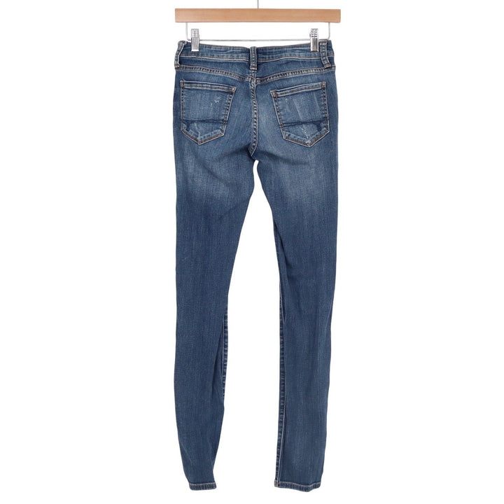 Decree Super Skinny Jeans Womens 3 Medium Wash Distressed Ripped Denim Low Rise