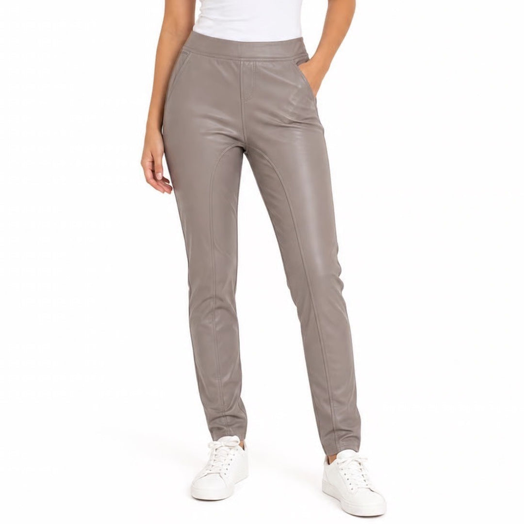 Abercrombie & Fitch Taupe Faux Leather Skinny Leggings Brown Pull On Pants