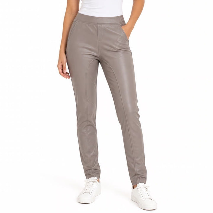 Abercrombie & Fitch Taupe Faux Leather Skinny Leggings Brown Pull On Pants