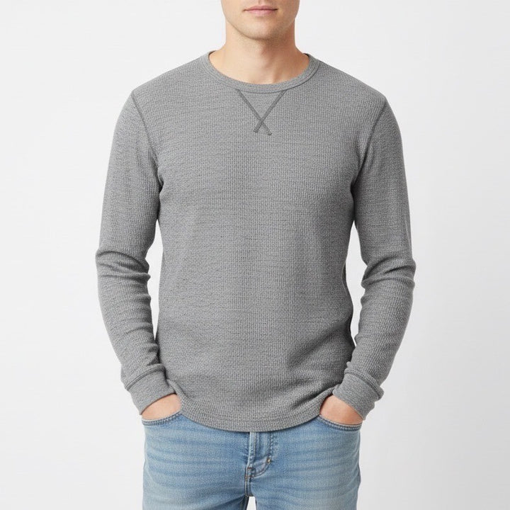 Sonoma Goods For Life Thermal Shirt Mens M Charcoal Gray Cotton Knit Crew Neck