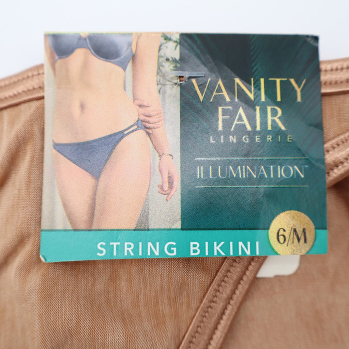 Vanity Fair Illumination String Bikini Panty Womens Medium Brown Stretch Knit
