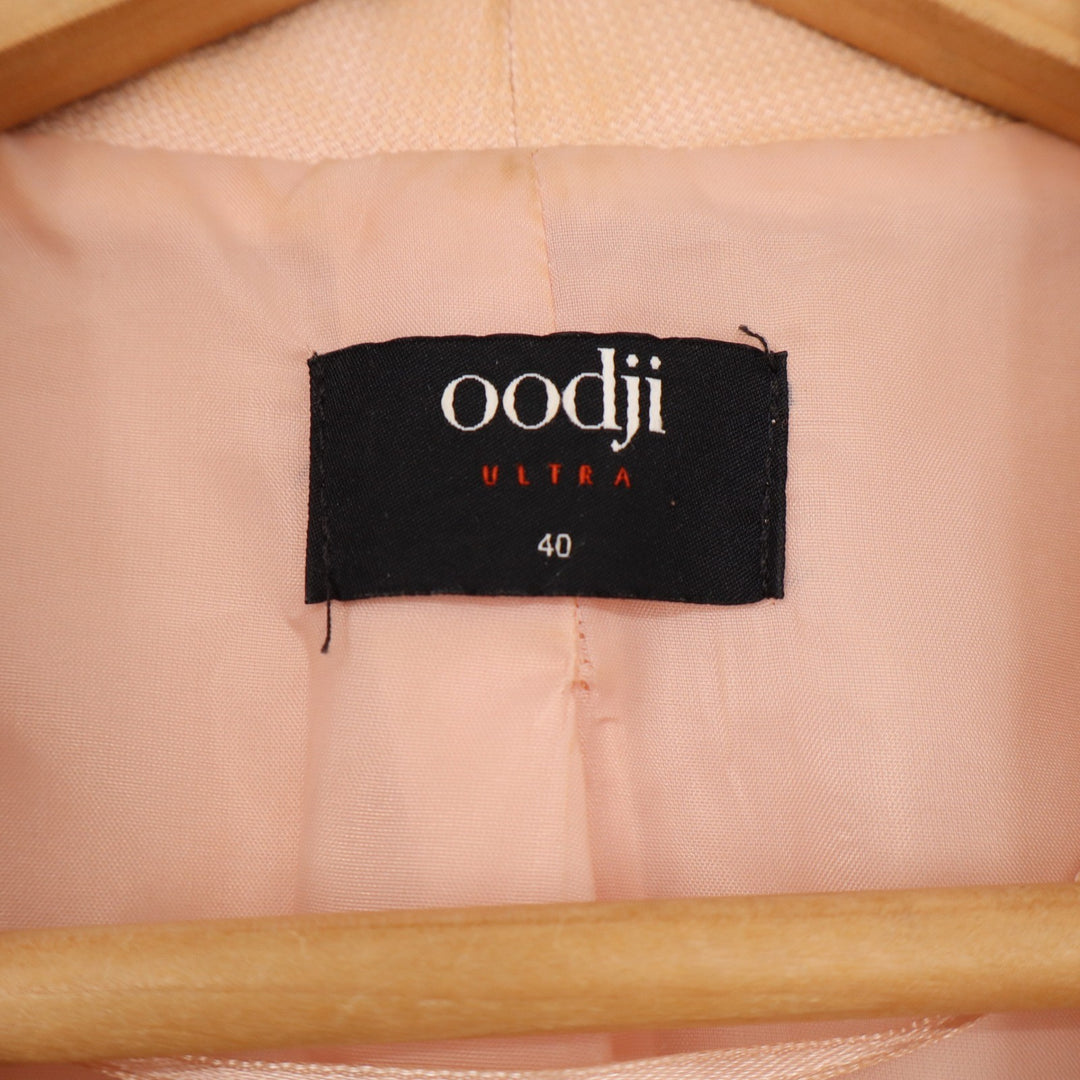 Oodji Ultra Womens Peach Pink Ruched 3/4 Sleeve Open Front Shawl Blazer Size 40