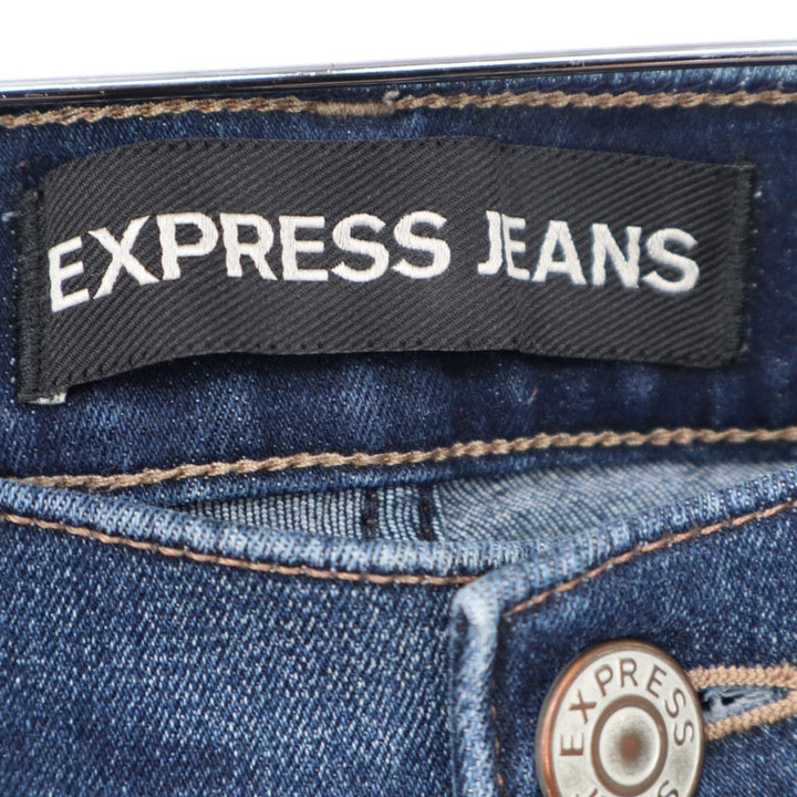 Express Jeans Womens Size 10R Dark Wash Distressed Skinny Stretch Denim Blue