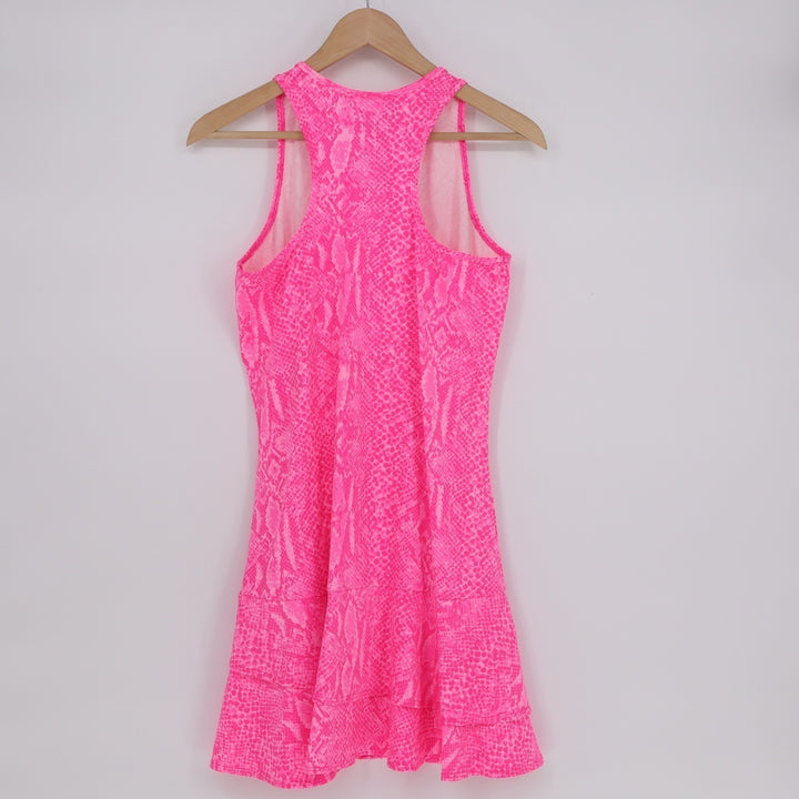Ellabelle Tennis Mini Dress Womens Large Pink Snake Print Round Neck Sleeveless
