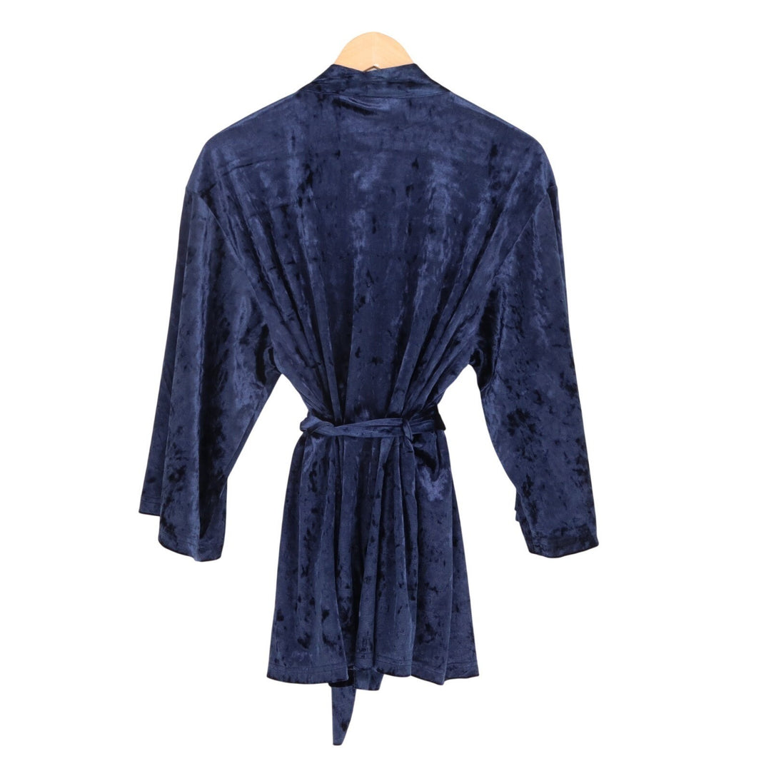 I.N.C. International Concepts Intimates Velvet Robe Womens Medium Navy Tie Front