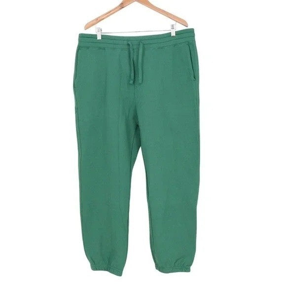 American Giant Classic Sweatpants Mens L Green Cotton Fleece Drawstring Waist
